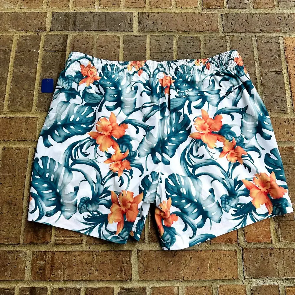 Caribbean Men's Multicolor Stretch Elastic Waist Swim Trunks Shorts Size XL NWT - Picture 2 of 4